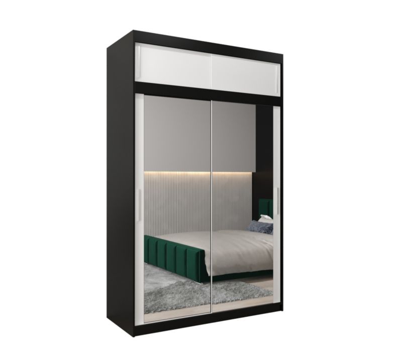 Szafa przesuwna Garderoba Abiks Tokyo 3 150 czarny + biały z nadstawką 1 szt.