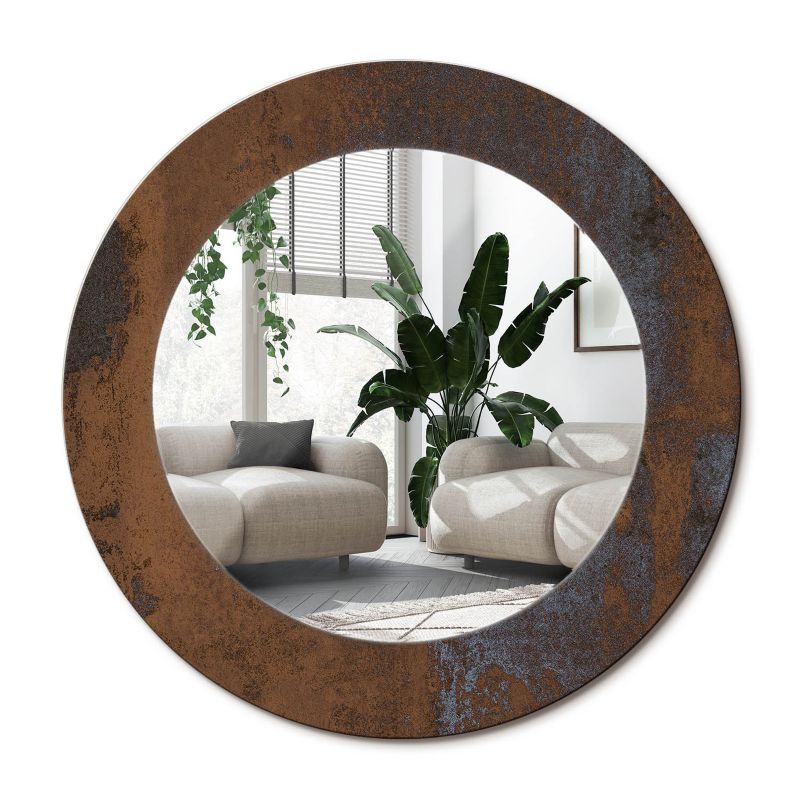 Lustro Okrągłe Tulup Metaliczny Rustykalny 50 cm Nowoczesne Na Podkładzie 1 szt.