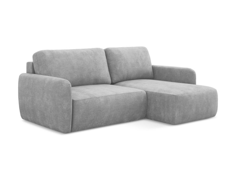 Narożnik prawostronny z funkcją spania LaMiaSofa CORLE z tkaniny szenilowej 207x148 cm jasny szary 1 szt.