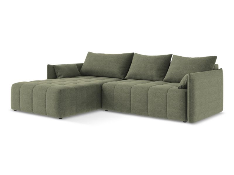 Narożnik lewostronny z funkcją spania LaMiaSofa BOLSENA z tkaniny bouclé 260x180 cm oliwkowy 1 szt.