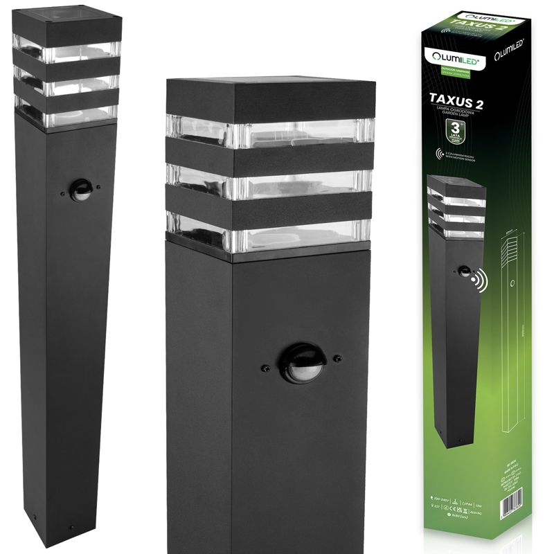 Lampa Ogrodowa Lumiled Słupek Zewnętrzny Stojący E27 LED Czujnik Ruchu 80cm 1 szt.