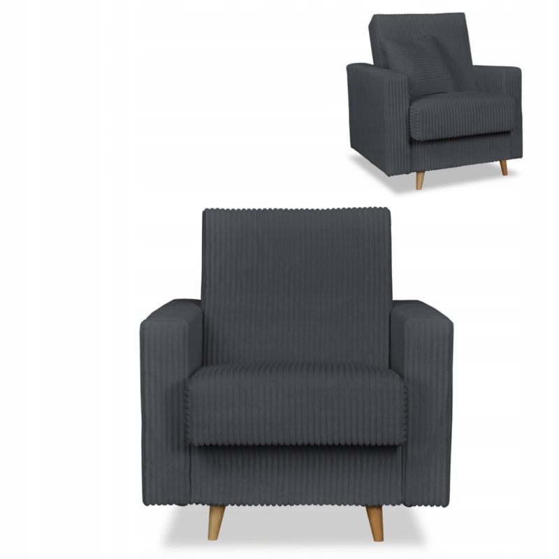 Fotel rozkładany do salonu z pojemnikiem Family Meble Rene szary 1szt