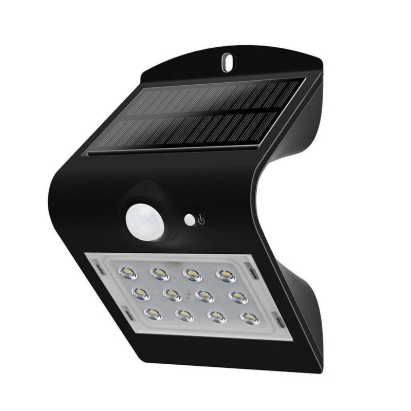 Kinkiet solarny z czujnikiem V-TAC 767 czarny LED 1.5W 4000K 220lm IP65 wym: 9,6 x 14,45 x 7,9 cm tworzywo sztuczne - 1 szt.