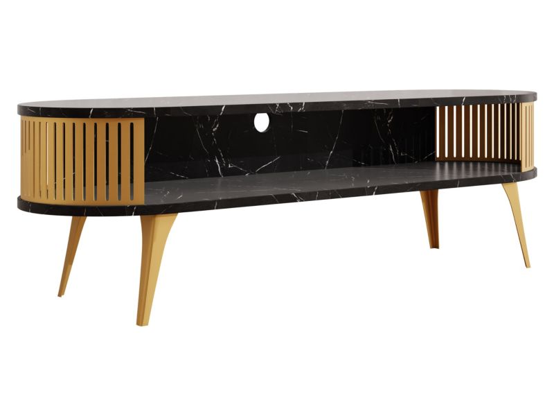 Szafka RTV owalna MIRJAN 24 Roenni złoty/black pietra grigia 1 szt.