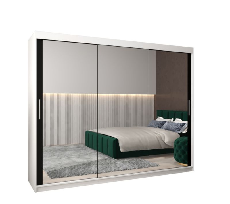 Szafa przesuwna Garderoba Abiks Tokyo 3 250 biały + czarny 1 szt.