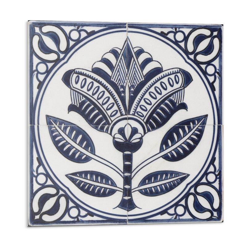 Kafelki samoprzylepne Wallfluent 50x50 cm Ceramiczny wzór florystyczny 4 szt.