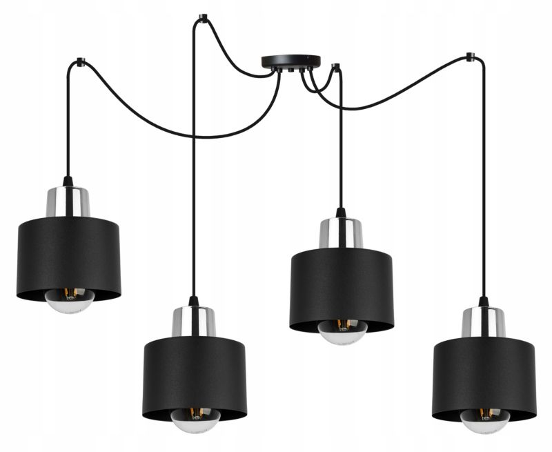 Lampa sufitowe wisząca Light Home LH Spider Panta 4x E27 60W czarny/srebrny 1szt.