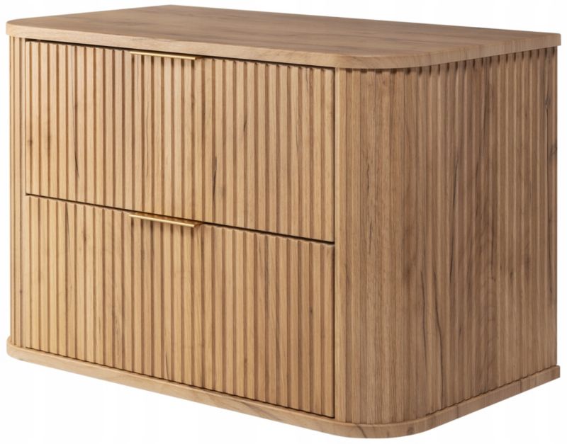 Szafka pod umywalkę Furnidea 80 cm wisząca ryflowana z szufladami dąb craft GLAMOUR 1 szt.
