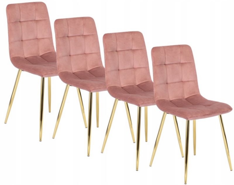 Zestaw 4x Krzesło Tapicerowane York Mebel Elite Różowe Welurowe do Jadalni 1 kpl