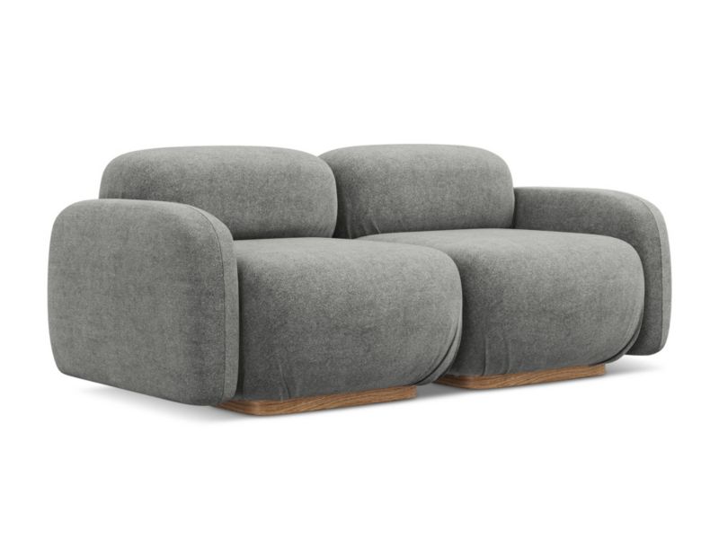 3-osobowa kanapa modułowa LaMiaSofa Catania z tkaniny bouclé 190x95 cm szary beż 1 szt.