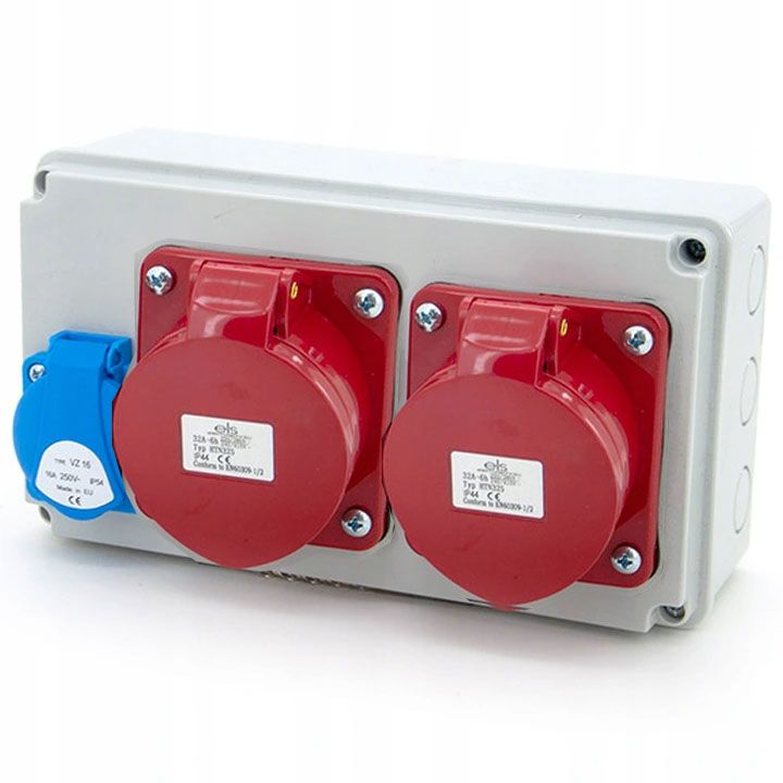 Rozdzielnica natynkowa, skrzynka rozdzielcza siłowa ELS Elektrotechnika N102 2x32A 5P 1x230V, obudowa stacjonarna 1 szt.