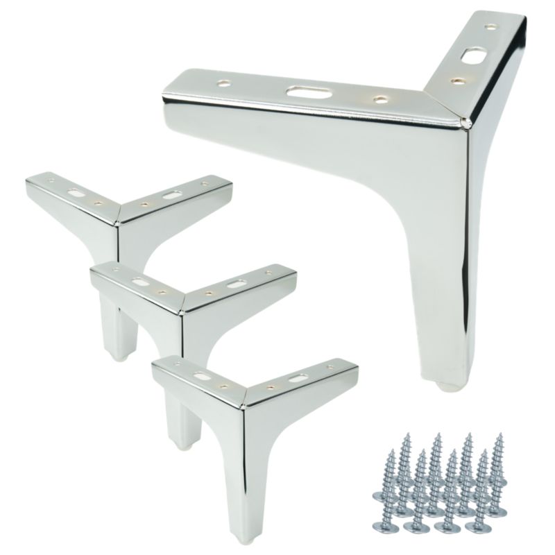 Zestaw 4 sztuk noga meblowa Kotwica srebrny chrom wysokość 13 cm 4 szt nóżek + 16 wkrętów GRATIS B&B