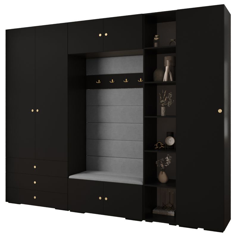 Garderoba do przedpokoju Abiks INOVA 2 Z11 czarny+złoty+manila16 1 szt.