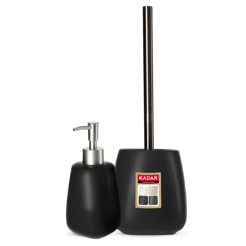 Zestaw Łazienkowy KADAX Szczotka Dozownik Czarny 2 szt.