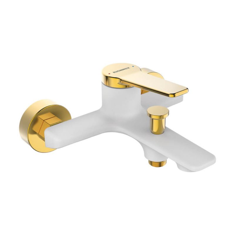 Bateria Umywalkowa Stojąca KUCHINOX ALANIS Czarna z Różowym Złotem i Korkiem, Nowoczesna, 1 szt.