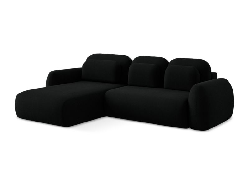 Narożnik lewostronny z funkcją spania LaMiaSofa FERRETTI z tkaniny bouclé 304x190 cm czarny 1 szt.