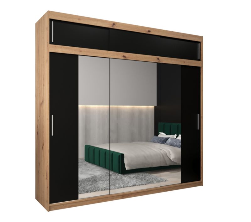 Szafa przesuwna Garderoba Abiks Tokyo 2 250 artisan + czarny z nadstawką 1 szt.