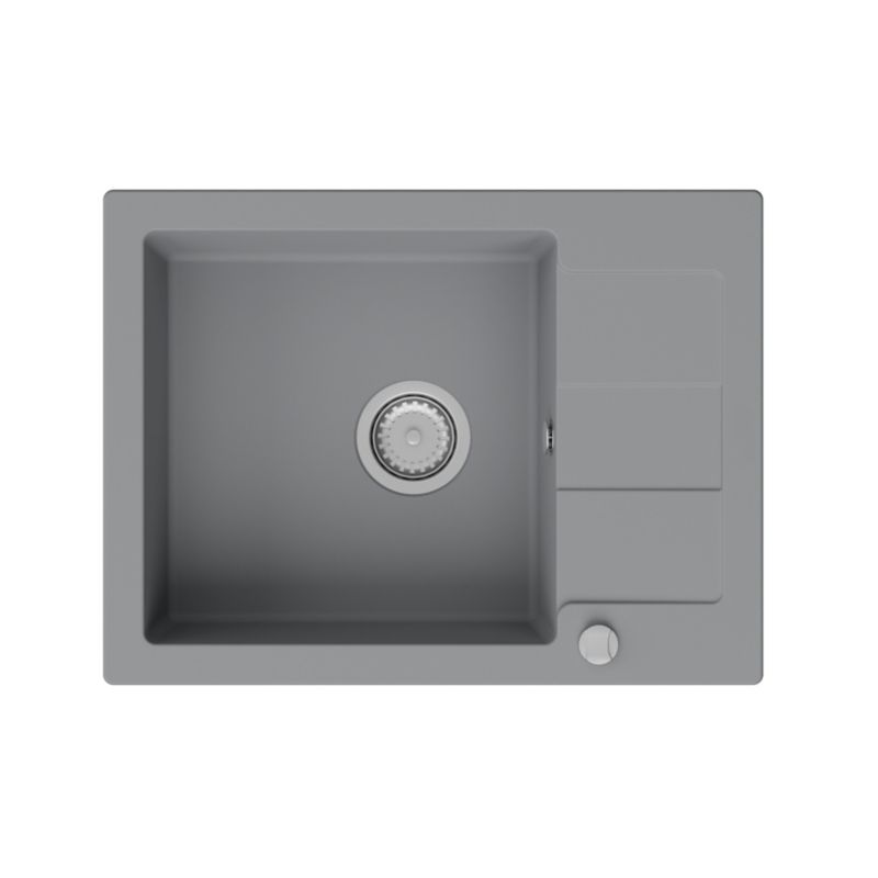 Zlewozmywak granitow GranMaster Quadrato 640x480x174 mm, jednokomorowy z ociekaczem, tytan 1 szt.