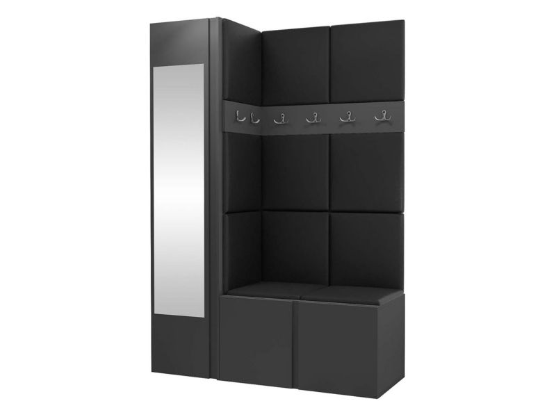 Garderoba MIRJAN 24 Orion X grafit + czarna ekoskóra 1 kpl.