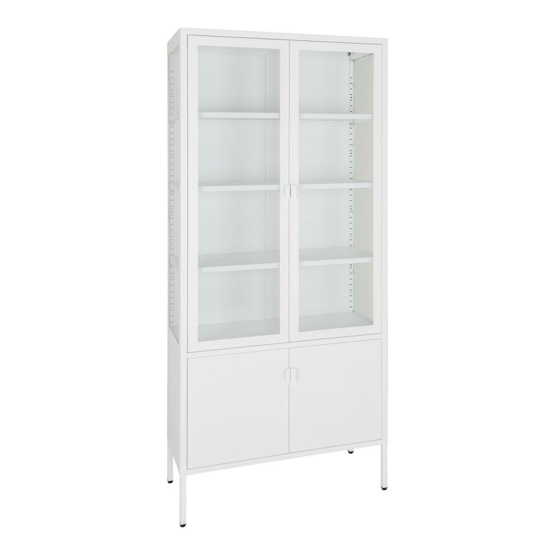 Regał na książki Brisbane INTESI biały metalowy z szybą loftowy do salonu 80 cm 1 szt.