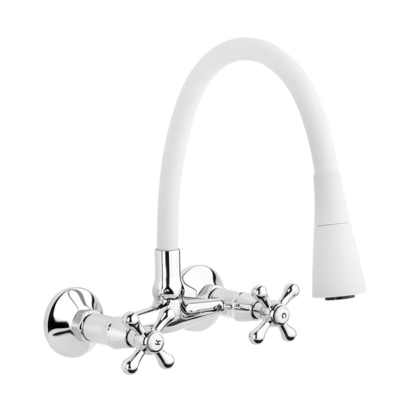 Bateria kuchenna zlewozmywakowa Invena Roma elastyczną wylewką biały, srebrny 1 szt.