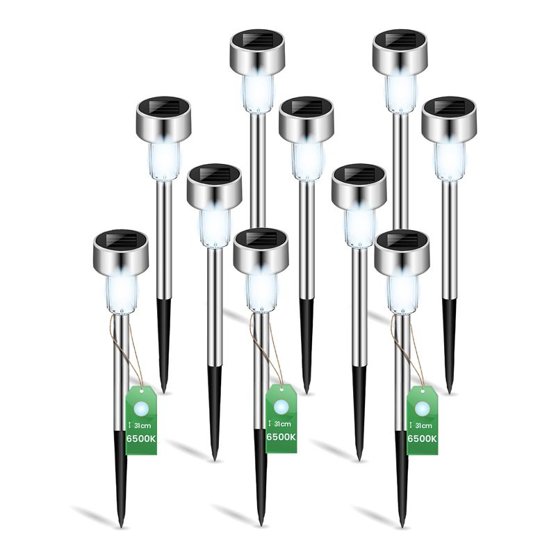 Lampa Solarna Lumiled LED Ogrodowa Wbijana Chrom 6500K 10 szt.