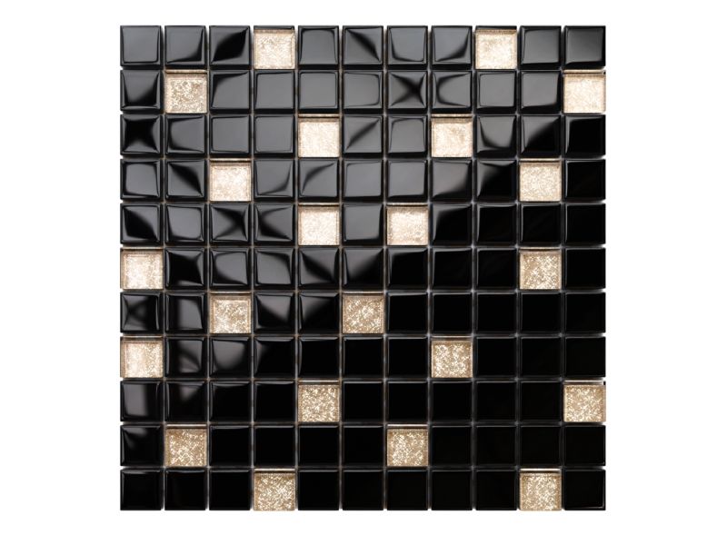Mozaika szklana Ilcom czarna złota venus 30x30 1 szt.