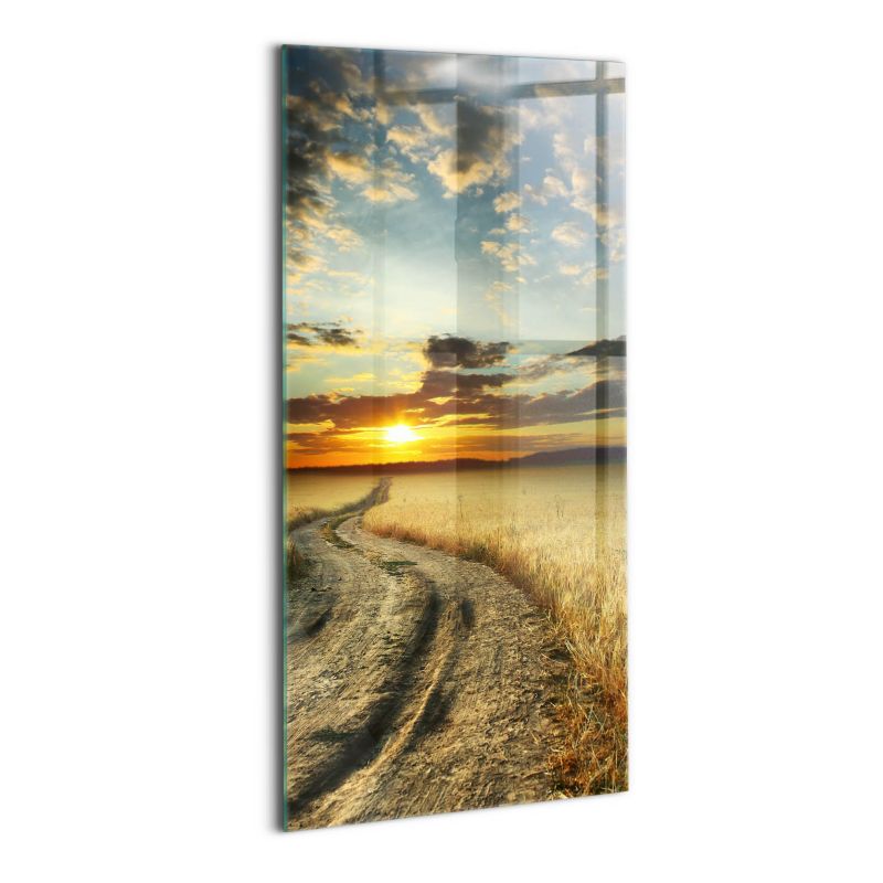 Obraz Szklany Wallfluent 70x140 cm Polna droga i zachód słońca 1 szt.