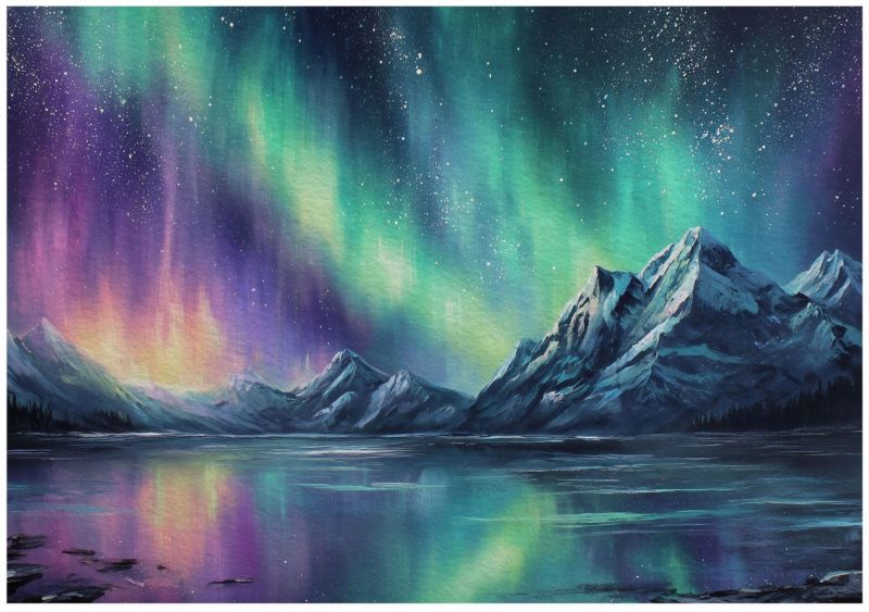 Fototapeta WALLARENA Do Sypialni Salonu Na Flizelinie Góry Natura Zorza polara Niebieski 300x210 cm 16165VX6 1 szt.