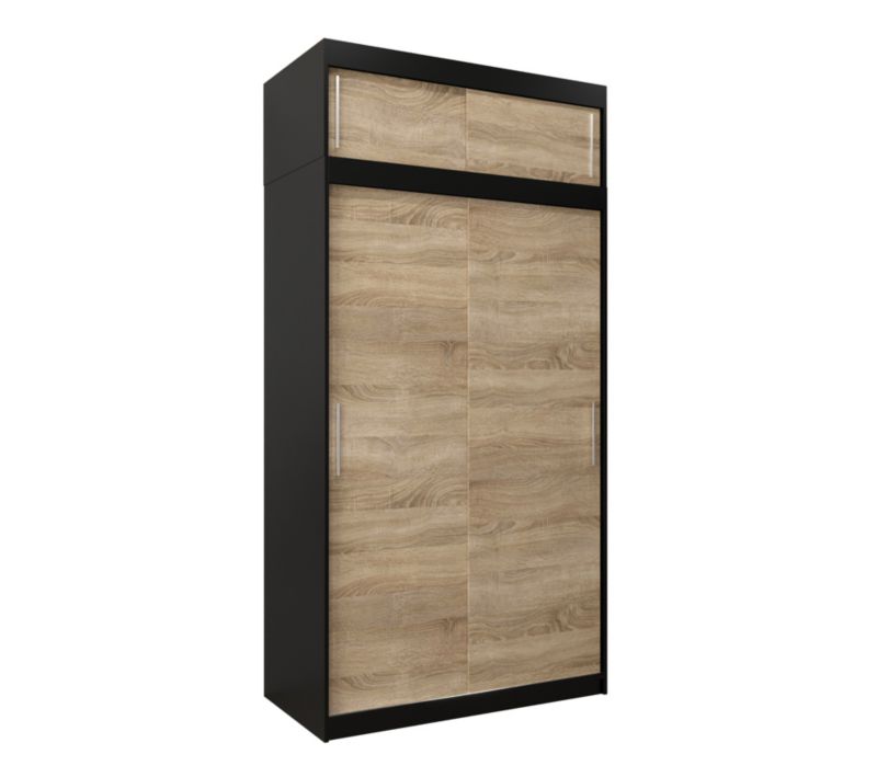 Szafa przesuwna Garderoba Abiks Tokyo 120 czarny + sonoma z nadstawką 1 szt.