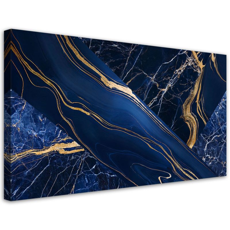 Obraz na płótnie Feeby Niebiesko Złota Marmurowa Abstrakcja 100x50cm 1szt