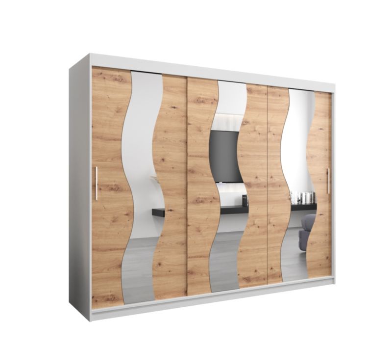 Szafa przesuwna Abiks SEWILLA biały mat + dąb artisan 1 szt.