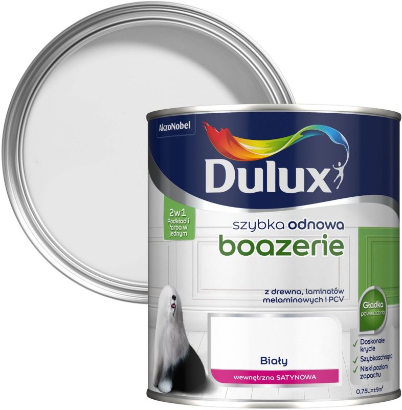 Farba renowacyjna do boazerii Dulux Szybka Odnowa biała 0,75 l