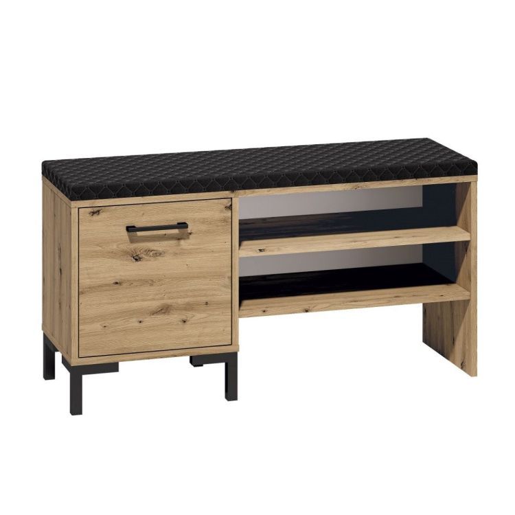 Szafka na buty z siedziskiem ML Meble NIKOLA 105 dąb artisan/czarna 1 szt.