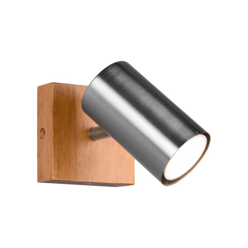 Kinkiet ścienny Trio Marley srebrno-jasne drewno 1 x GU10 x IP20 wym: 9 x 12 cm - 1 szt.