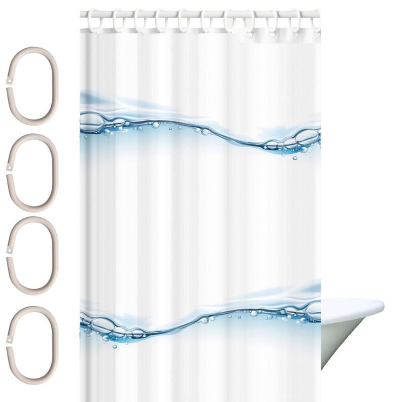 Zasłona prysznicowa Estiva tekstylna 180x200 wzór BLUE WAVE/GŁĘBIA 1 szt.