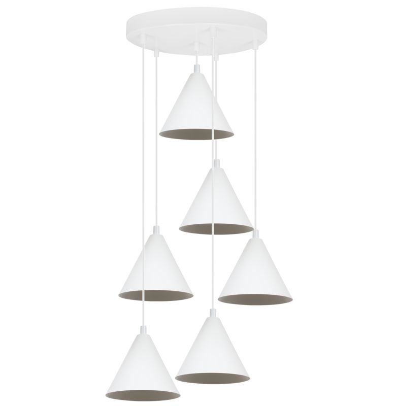 Lampa sufitowa wisząca Light Home LH Soho 6x E27 60W klosz 14cm biała 1szt.