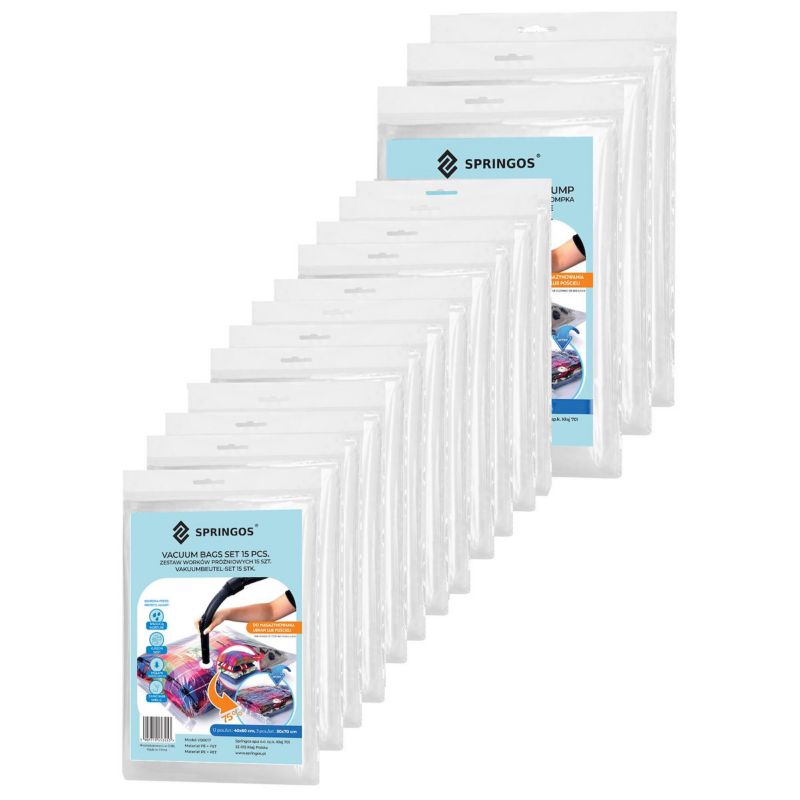 Worek próżniowy Springos 15 szt. pokrowiec na ubrania 2 rozmiary 1 kpl.