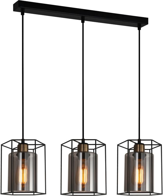 Lampa wisząca Kalula 3 x 40 W E27 czarna/brązowa