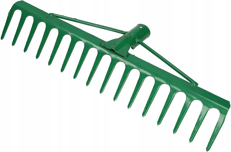 Grabie ogrodowe KOTARBAU wzmocnione 16-zębne grabki metalowe - Kolor zielony 1 szt.