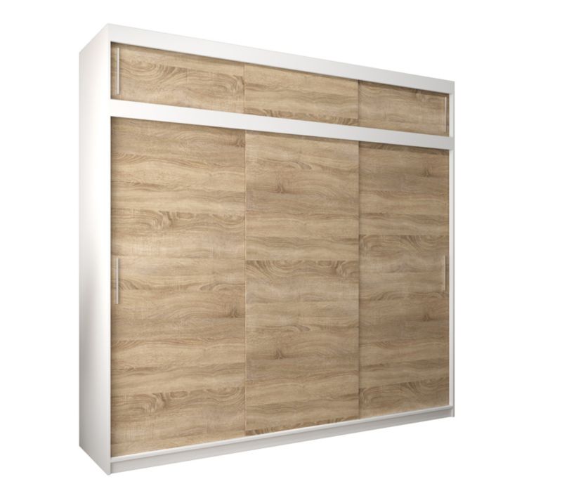 Szafa przesuwna Garderoba Abiks Tokyo 250 biały + sonoma z nadstawką 1 szt.