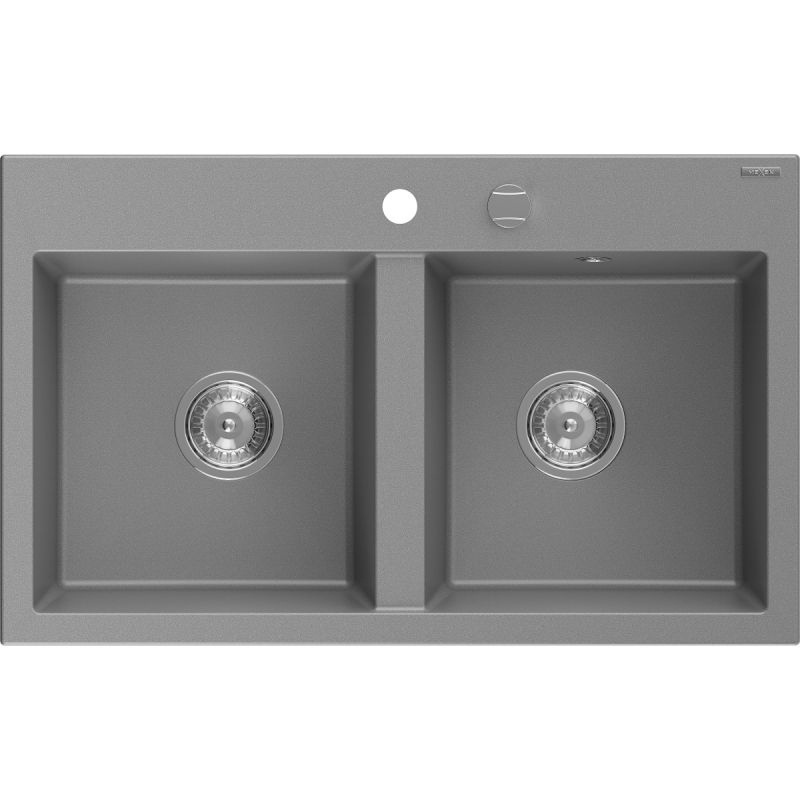 Zlewozmywak wpuszczany Mexen Hektor 2-komorowy szary 800x490 mm 6521802000-71
