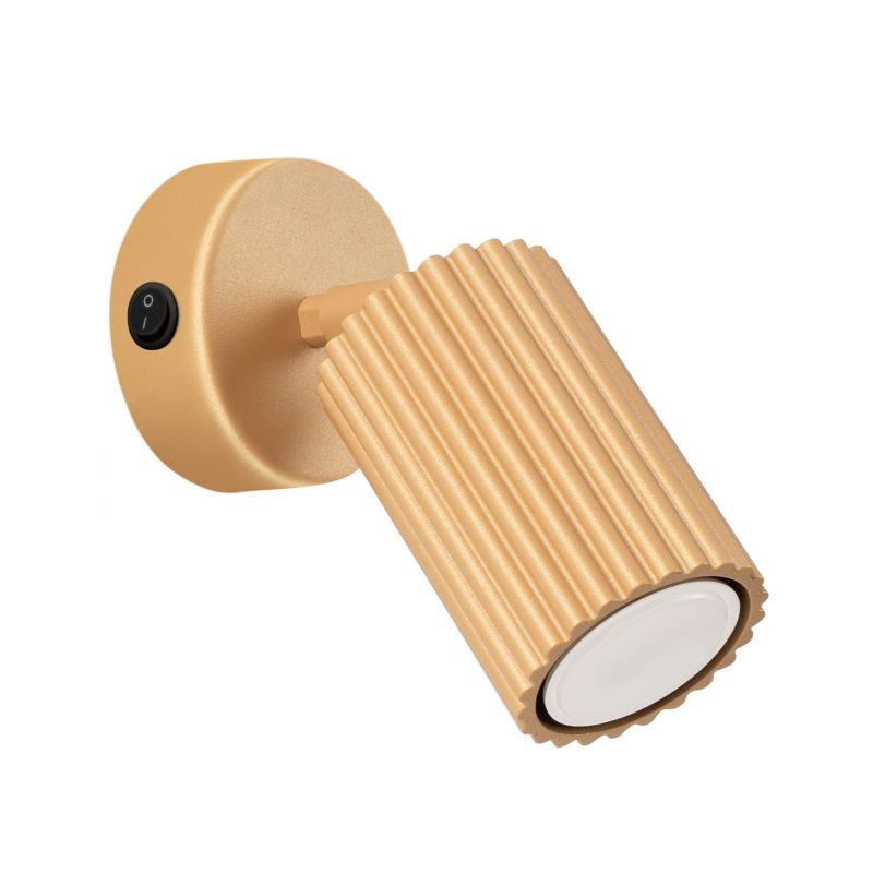 Kinkiet ścienny Sollux Lighting Karbon złoty z włącznikiem do sypialni 1 x GU10 x 10W IP20 wym: 16 x 8 x 8 cm - 1 szt.