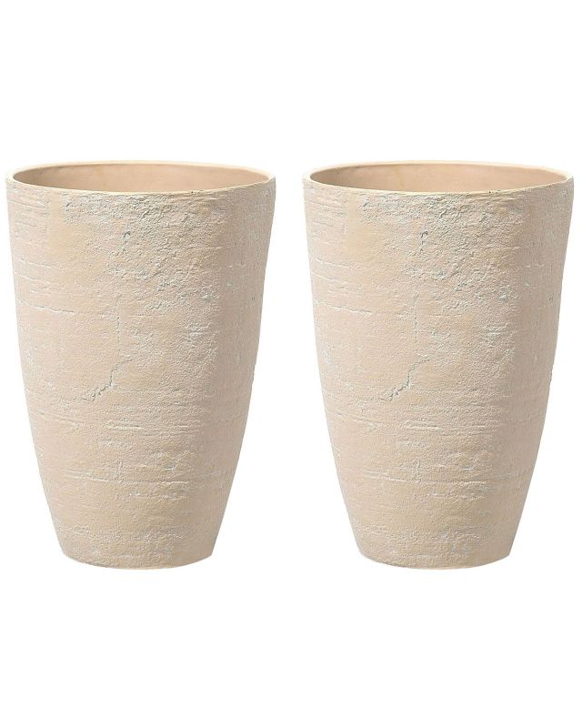Zestaw 2 doniczek Camia Kamień 43 cm Beżowy 1 par.