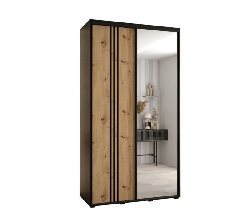 Szafa przesuwna Abiks DAVOS 7 wysoka szer.130cm gł.60cm czarny/artisan/czarny 1szt.