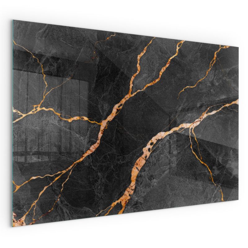 Szklana Podkładka Pod Kominek Prostokąt Wallfluent 60x40 cm Marmur z delikatnymi żyłkami 1 szt.