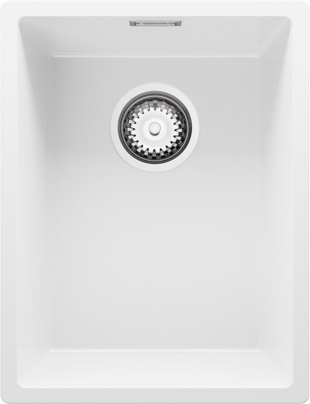 Zlewozmywak Londyn Slim PRIMAGRAN Nablatowy 36x47cm do szafki od 40cm, Biały + Syfon, S028, 1 szt.