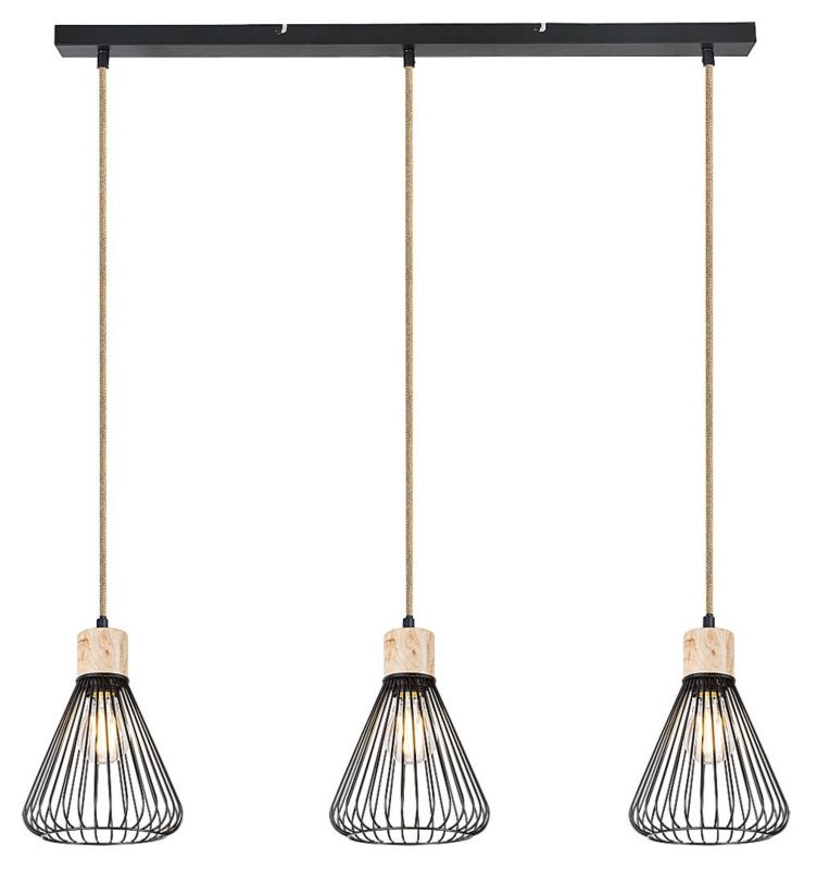 Lampa wisząca Rabalux Farfalle czarna wym: 120 x 18 x 18 cm 3xE27 x 1 szt.