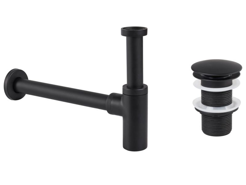 Syfon umywalkowy z korkiem klik-klak czarny Mafredi 1 szt.