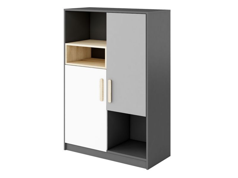 Komoda MIRJAN 24 Pok PO-06 grafit / buk ibsen / szary jasny / biały 1 szt.